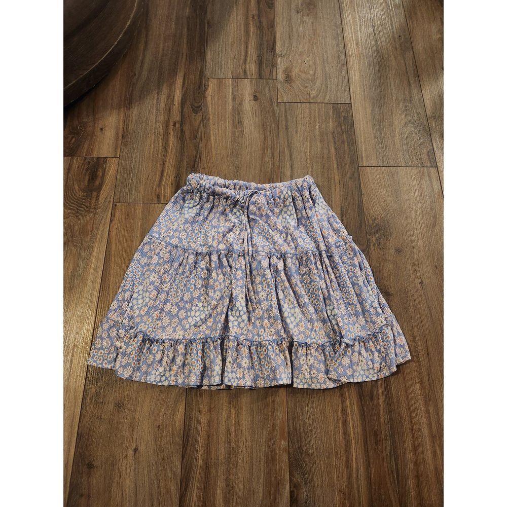 Caution to the Wind Blue and White Floral Tiered Flowy Skirt‎